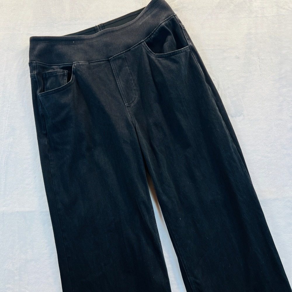 Halara Black High Waisted Wide Leg Pull On Denim Jeans Small Regular
